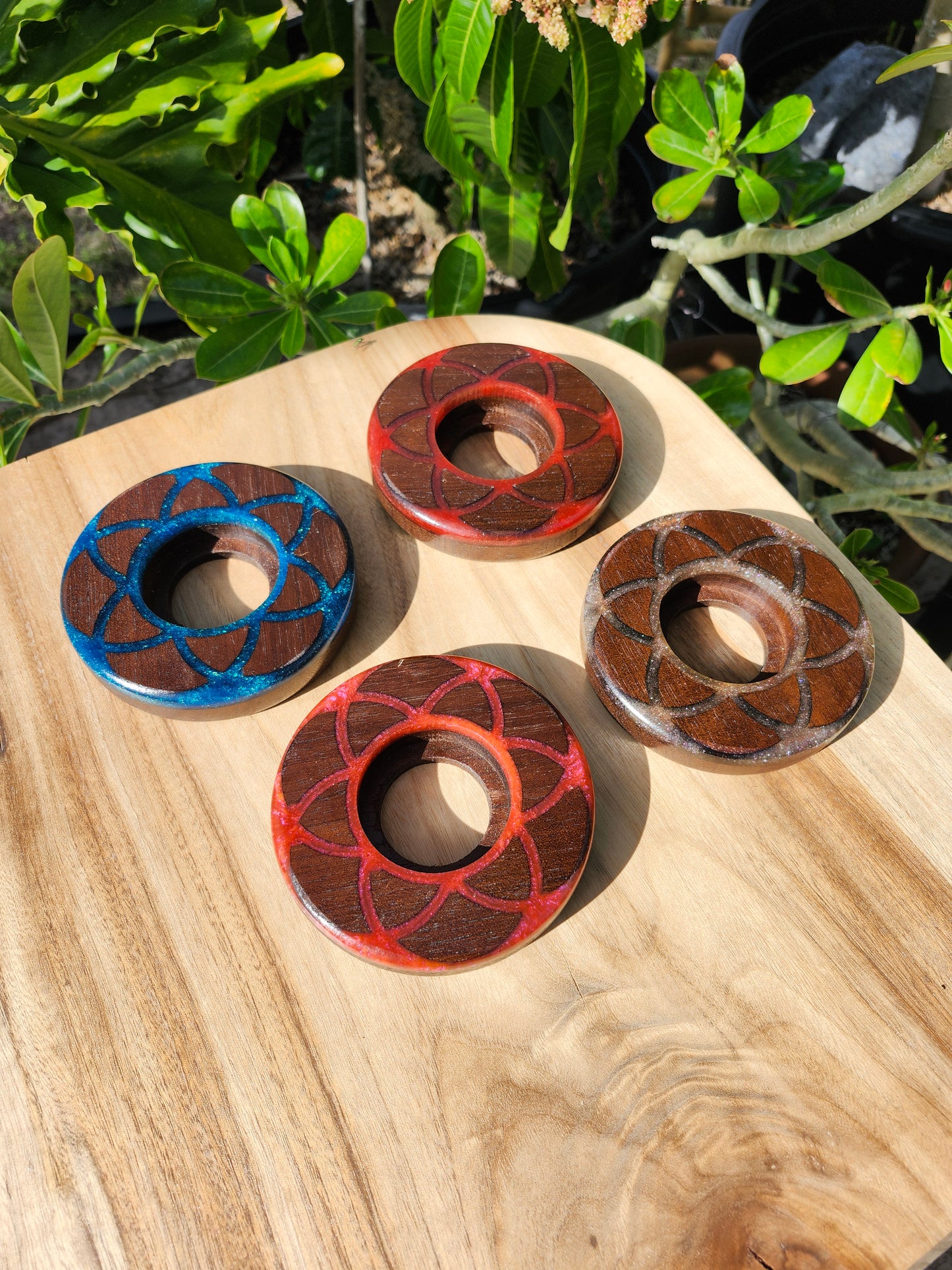 Seed of Life Torch Base - Peruvian Walnut