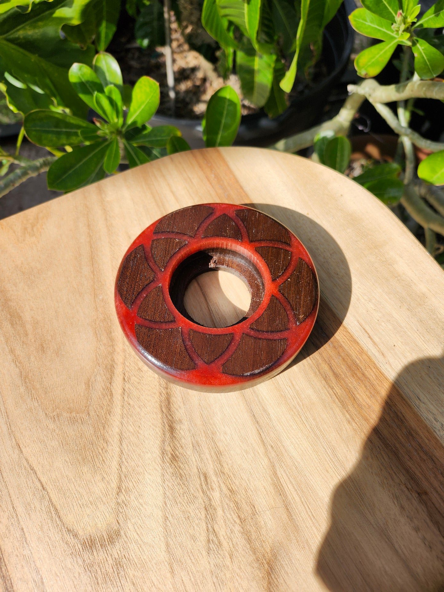 Seed of Life Torch Base - Peruvian Walnut