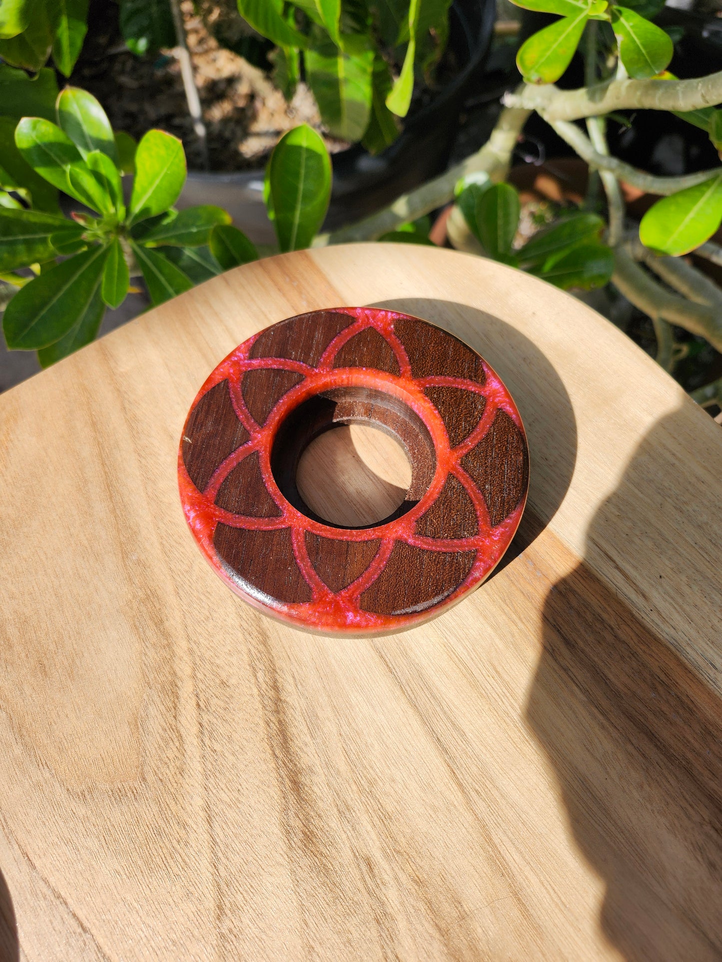 Seed of Life Torch Base - Peruvian Walnut