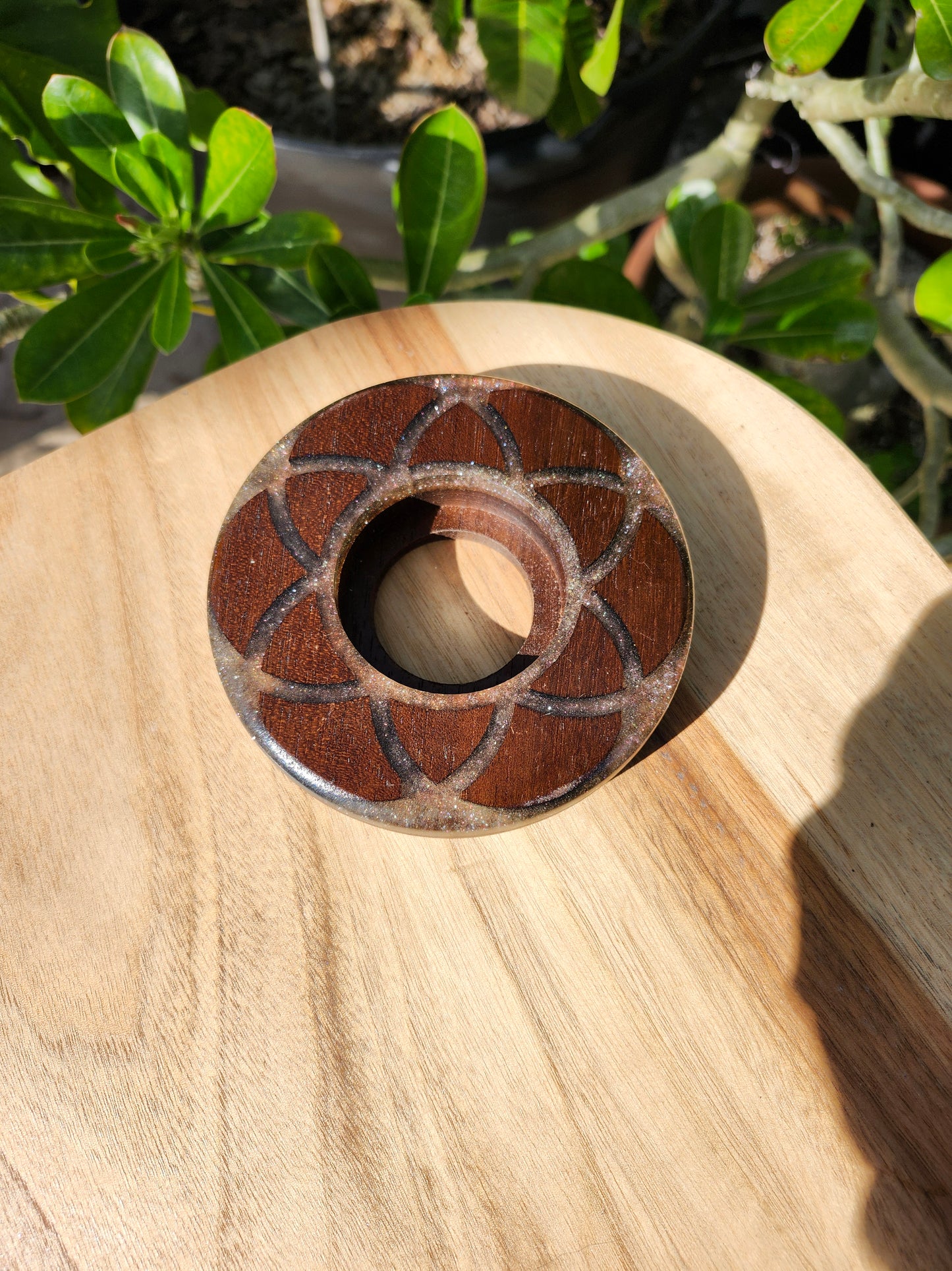 Seed of Life Torch Base - Peruvian Walnut