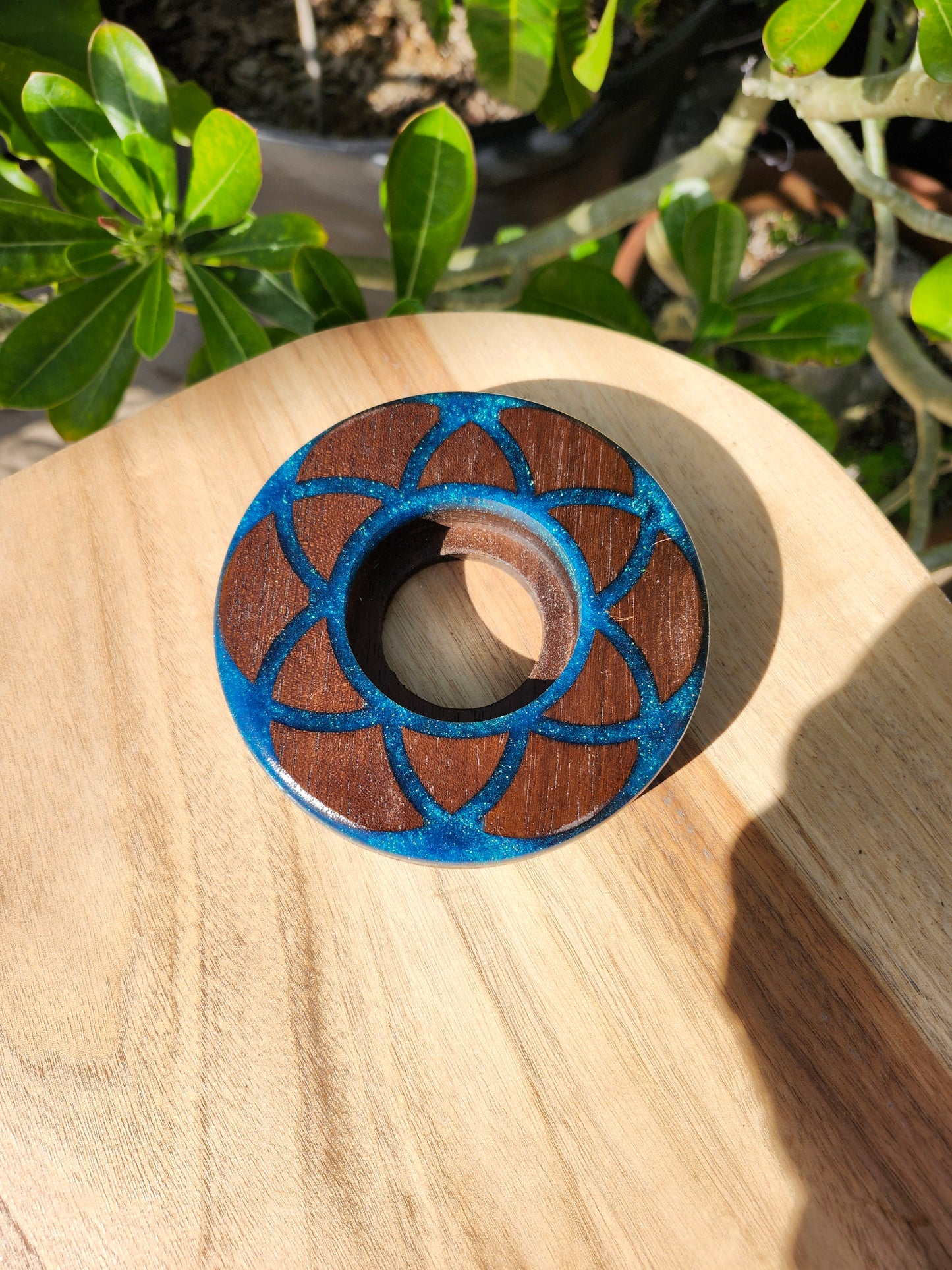 Seed of Life Torch Base - Peruvian Walnut
